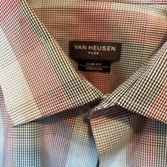 Mens 16 1/2 34/35 L VAN HEUSEN (Flex) SLIM FIT STRETCH LONG SLEEVED DRESS SHIRT - Picture 5 of 5